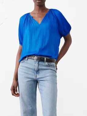 Banana Republic Cobalt Blue Pleated Blouse - Silky and Beautiful